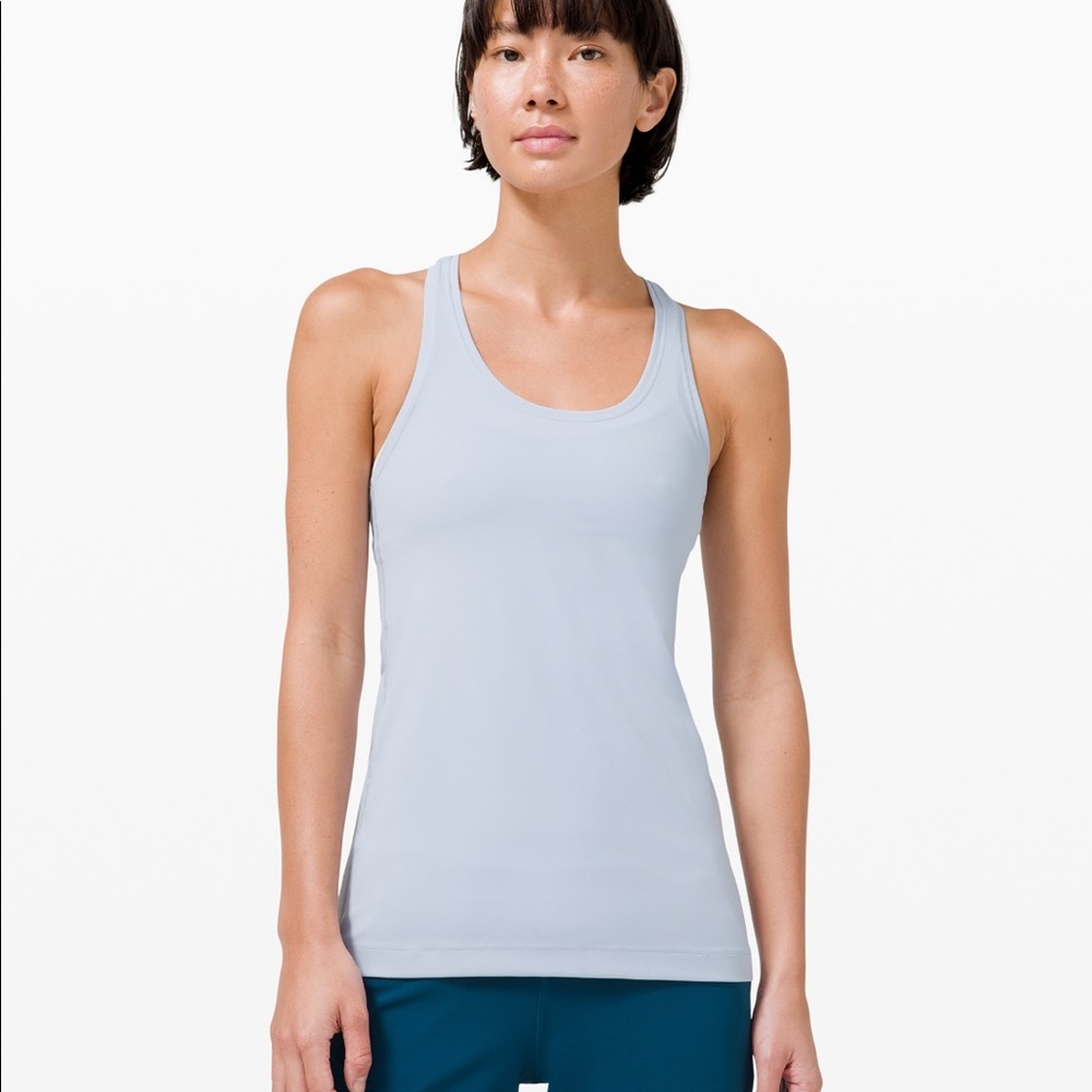 Lululemon Cool Racerback Tank in a pretty, blue